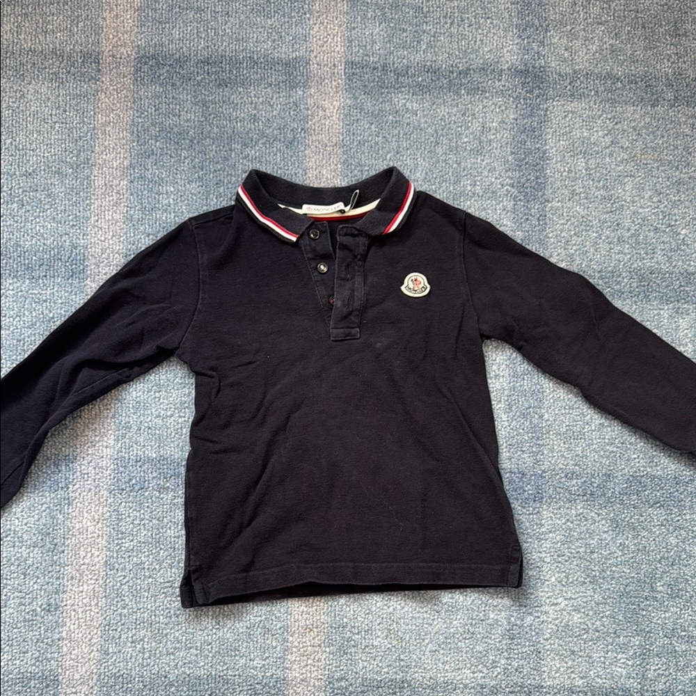 Moncler navy Kids boys Polo with Red and White Trim 4t